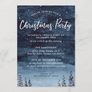 Navy Winter Watercolor Weihnachtsabend Party Einladung