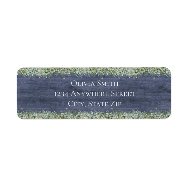 Navy Wood Eucalyptus Return Address Labels (Vorne)