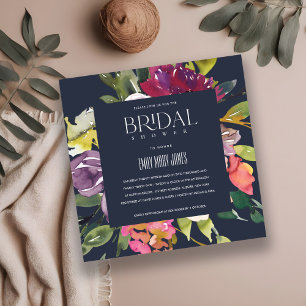 NAVY YELLOW BLUSH BURGUNDDY FLORAL BRAUTPARTY EINLADUNG