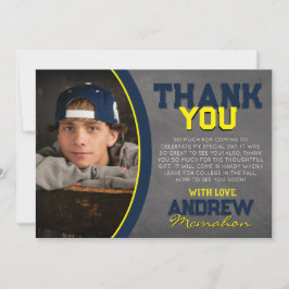 Navy & Yellow Chalkboard Abschluss Danke Karte