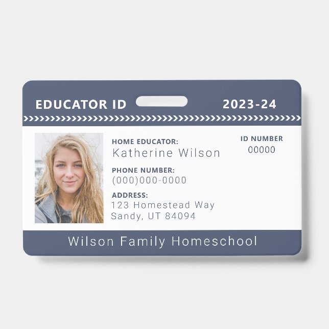 Navy Zickzack Homeschool Educational ID Abzeichen Ausweis (Vorderseite)