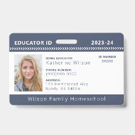 Navy Zickzack Homeschool Educational ID Abzeichen Ausweis