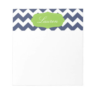 Navy Zickzack und grün. Monogramm Notizblock