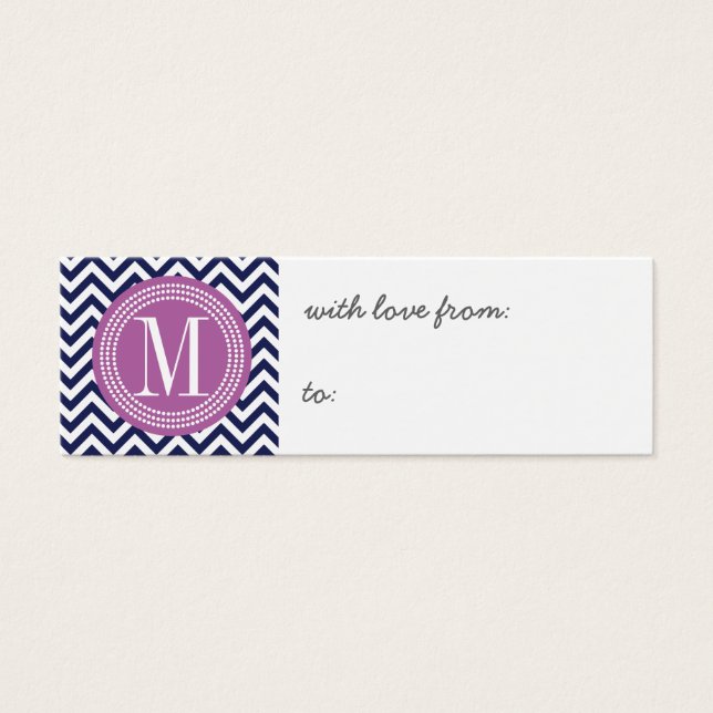 Navy Zickzack Zigzag Personalisiert Monogram (Vorderseite)