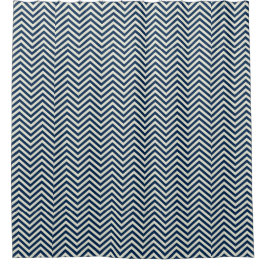 Navy Zig Zag Wave Pattern Duschvorhang