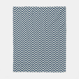 Navy Zig Zag Wave Pattern Fleecedecke