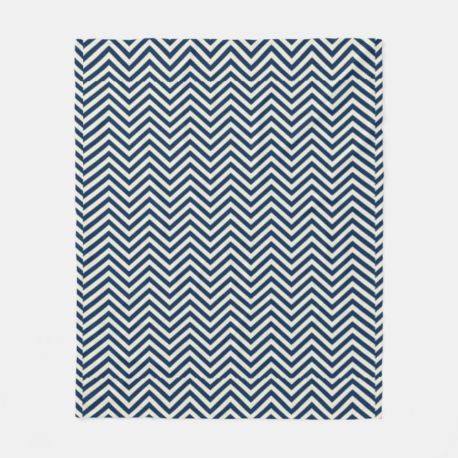Navy Zig Zag Wave Pattern Fleecedecke (Vorderseite)