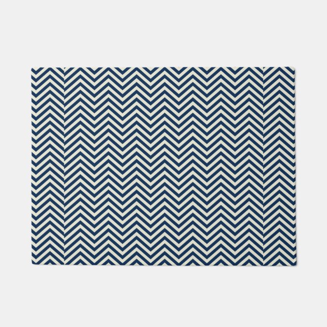 Navy Zig Zag Wave Pattern Fußmatte (Vorderseite)