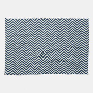 Navy Zig Zag Wave Pattern Geschirrtuch