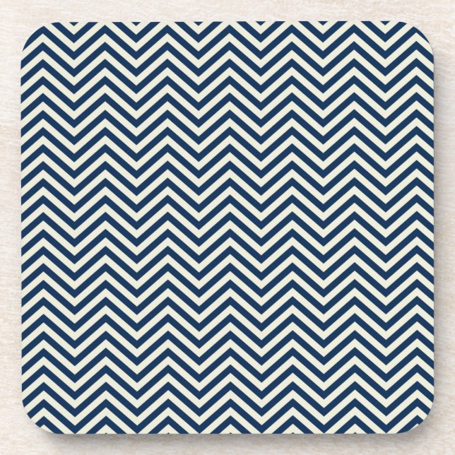 Navy Zig Zag Wave Pattern Getränkeuntersetzer (Vorderseite)