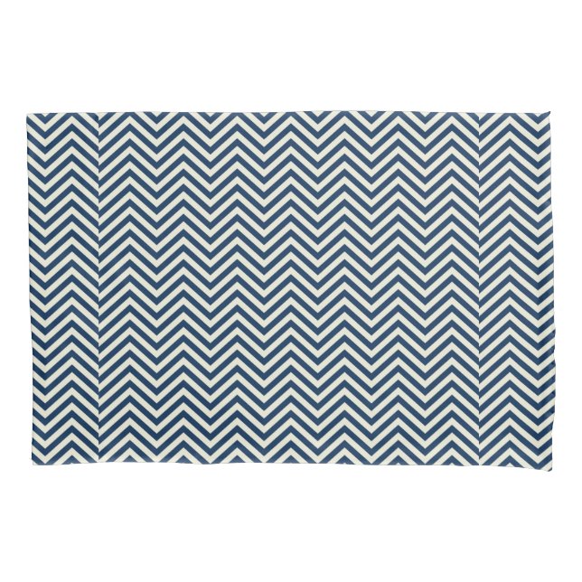 Navy Zig Zag Wave Pattern Kissenbezug (Vorderseite-Links)
