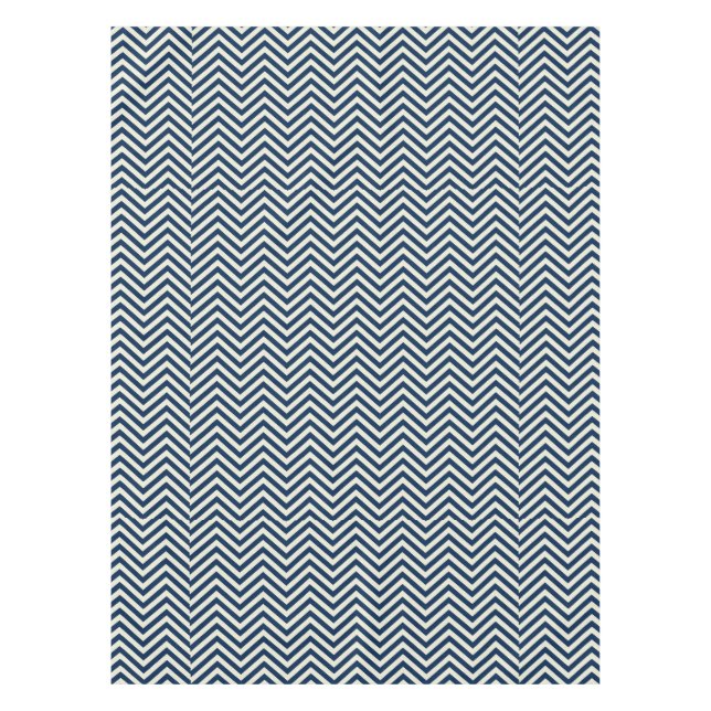Navy Zig Zag Wave Pattern Tischdecke (Vorderseite)