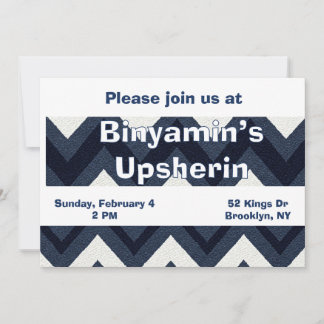 Navy zigzag upsherin Einladung