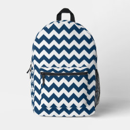 Navy Zigzag, Zickzack, Marine, geometrisches Muste Bedruckter Rucksack