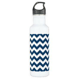 Navy Zigzag, Zickzack, Marine, geometrisches Muste Edelstahlflasche