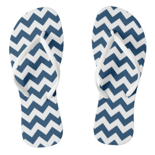 Navy Zigzag, Zickzack, Marine, geometrisches Muste Flip Flops