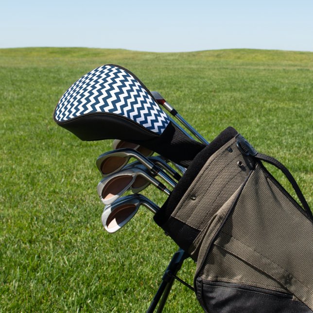 Navy Zigzag, Zickzack, Marine, geometrisches Muste Golf Headcover (In SItu)