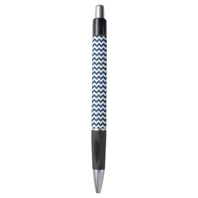 Navy Zigzag, Zickzack, Marine, geometrisches Muste Kugelschreiber (Vorderseite Vertikal)