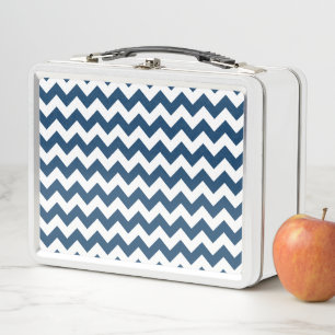 Navy Zigzag, Zickzack, Marine, geometrisches Muste Metall Brotdose