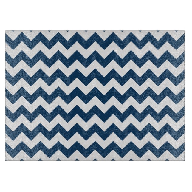 Navy Zigzag, Zickzack, Marine, geometrisches Muste Schneidebrett (Vorderseite)