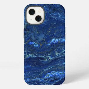 Navyblau & Falschgold-Marmor-Acrylabstraktion iPhone Hülle