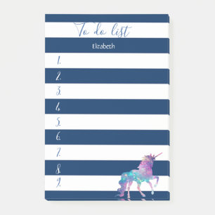 Navyblau gestreift, Einhorn, To-Do-Liste Post-it Klebezettel