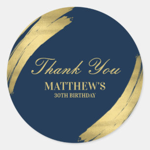 Navyblau Gold Chic Elegant Geburtstag Danke Runder Aufkleber