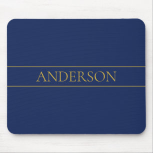 Navyblau & Gold Name Nachname oder Geschäft Mousepad