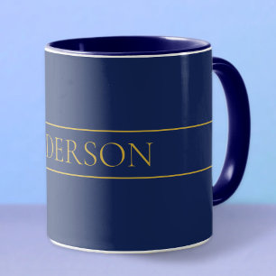 Navyblau & Gold Name Nachname oder Geschäft Tasse
