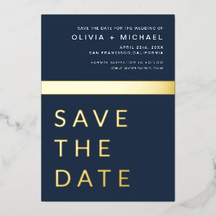 Navyblau Gold Save-the-Date Elegant Folieneinladung