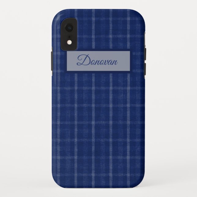 Navyblau-graues Karo Case-Mate iPhone Case (Rückseite)