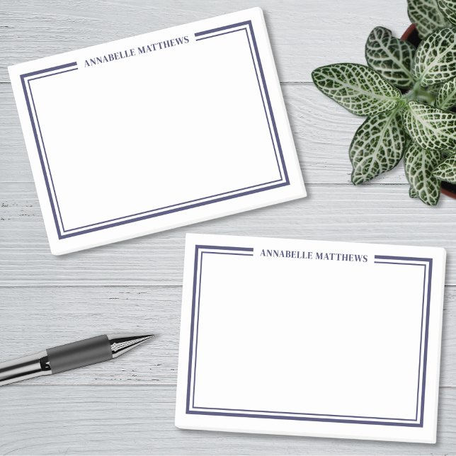 Navyblau minimalistisches Monogramm Post-it Klebezettel (Navy Blue Minimalist Monogram Post-it Notes)