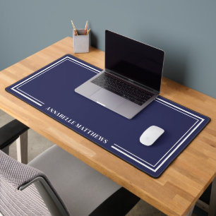 Navyblau minimalistisches Monogramm Schreibtischunterlage