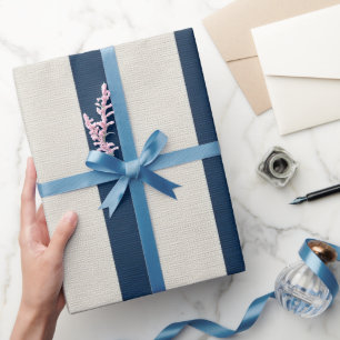 Navyblau und cremefarbene vertikale Streifen nahtl Geschenkpapier
