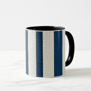 Navyblau und cremefarbene vertikale Streifen nahtl Tasse