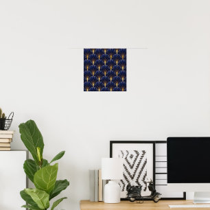 Navyblau und Gold Art Deco Poster