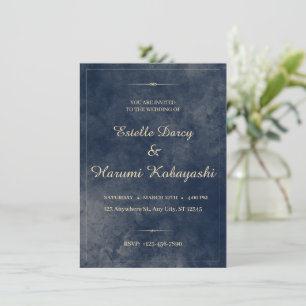 Navyblau und Gold Elegant, Wasserfarben-Hintergrun Einladung