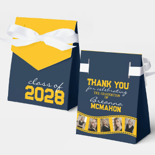 Navyblau und goldgelbe Fotocollage Filmstreifen Geschenkschachtel