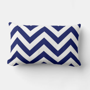 Navyblau und Weiß großes Chevron-Zickzackmuster Lendenkissen