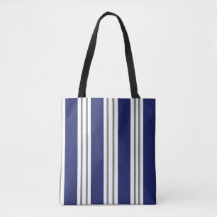 Navyblau und Weiße Küstenstreifen Tasche