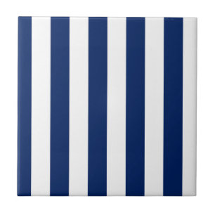 Navyblau und weiße vertikale Streifen Fliese