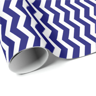 Navyblau-weiß gestreifter Chevron Geschenkpapier