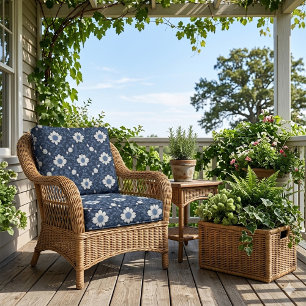 Navyblau Weiße Florale Minimalistische Viktorianis Stoff