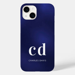 Navyblau weiße Monogramm-Name Anfangsbuchstaben mi Case-Mate iPhone 14 Hülle