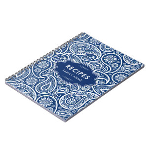 Navyblau-weißes Paisley-Muster Notizblock