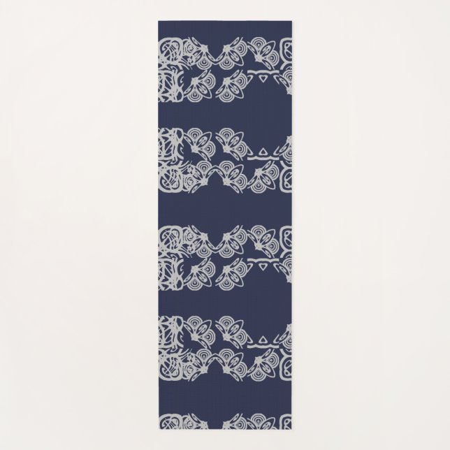 Navyblaue beruhigende Yogamatte mit Muster (Vorderseite)