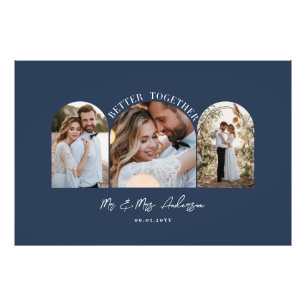 Navyblaue Bogen-Mehrfach-Foto-Hochzeitsgeschenk-De Fotodruck