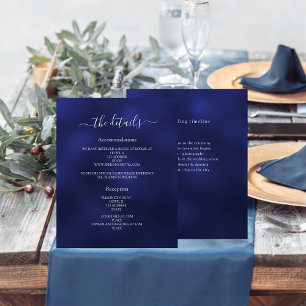 Navyblaue Budget-Hochzeitsprogramm-Details Flyer