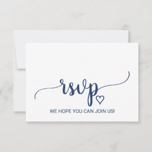 Navyblaue einfache Kalligrafie-Menüauswahl RSVP-Ka RSVP Karte
