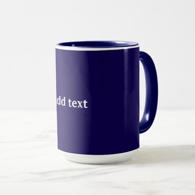 Navyblaue Einzelfarbe, weißer Text, Tasse (VorderseiteRechts)